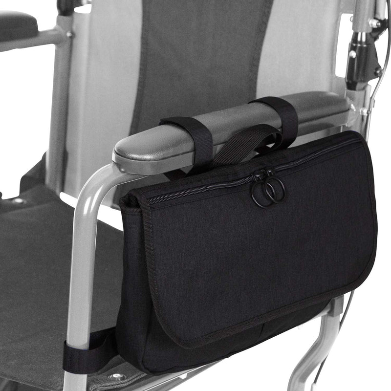  [AUSTRALIA] - Vive Wheelchair Carry Bag - Arm Rest Pouch for Rollator, Walkers, Power Wheel Chairs and Knee Scooters - Side Storage Organizer for Elderly, Seniors, Adults - Lightweight and Heavy Duty Travel Tote Black