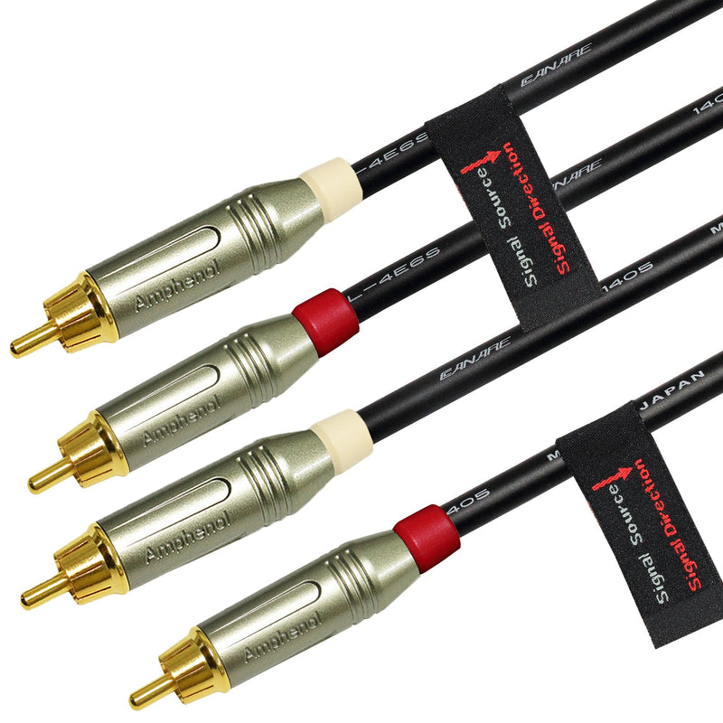  [AUSTRALIA] - WORLDS BEST CABLES 1.5 Foot RCA Cable Pair - Made with Canare L-4E6S, Star Quad, Audio Interconnect Cable and Amphenol ACPR Gold RCA Connectors – Directional Design - Custom Made