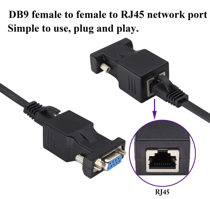  [AUSTRALIA] - AAOTOKK RS232 DB9 to RJ45 Converter RJ45 Female to DP9 9-Pin Serial Port RS232 Female Extender Adapter for Computer,Digital Machine Code Printer Transmission Distance Cable Adapter (2 Pack-Female)