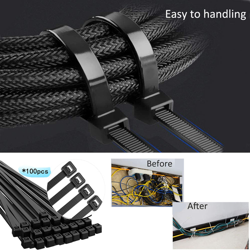  [AUSTRALIA] - 127 pcs Cord Management Under Desk Wire Organizer Kit 4 Cable Sleeve,10 Cable Clip,10 Self Adhesive ties,100 Cable Ties,2 Roll Self Adhesive Tie,1 Split Wire Loom For TV Office Home Cable Hider