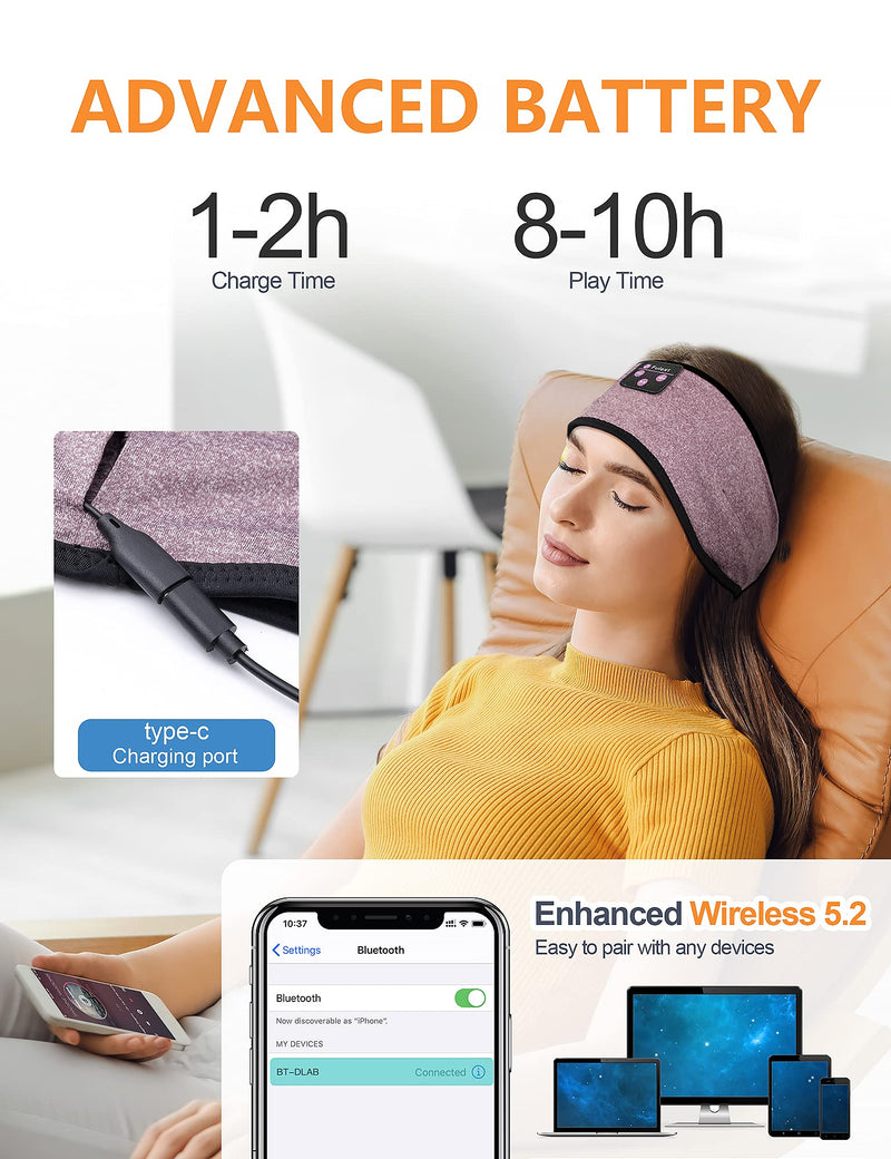  [AUSTRALIA] - Sleep Headphones Headband, Lavince Sleeping Headphones Music Sleeping Headband Ultra-Soft Headband Headphones for Side Sleepers, Sleeping Gifts for Men Women Grandparents Colleague Friend Purple