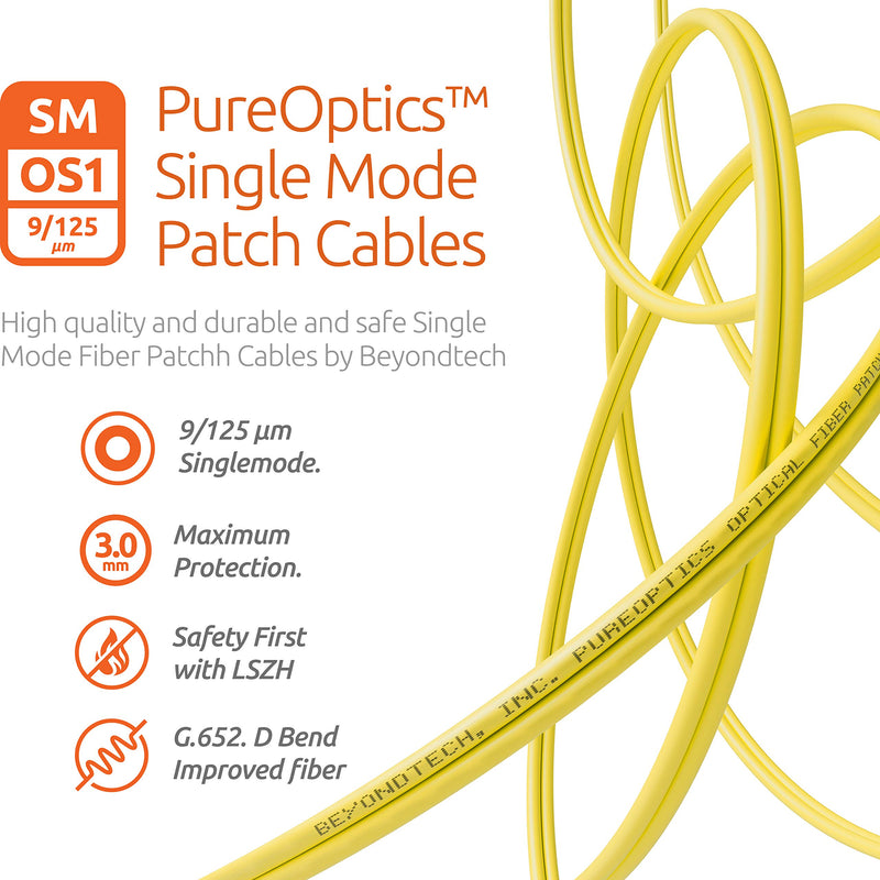 LC to LC Fiber Patch Cable Single Mode Duplex - 1m (3.28ft) - 9/125um OS1 LSZH (2 Pack) - Beyondtech PureOptics Cable Series 1m (3ft) 2-Pack LC to LC - LeoForward Australia