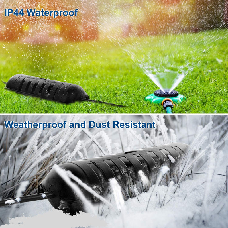 [AUSTRALIA] - RESTMO Outdoor IP44 Waterproof Connection Box, Weatherproof Electrical Extension Cord Cover, Safety Seal Enclosure to Protect Holiday Decorations, LED Strip Light, Power Tool, Fountain, Black 1 Pack