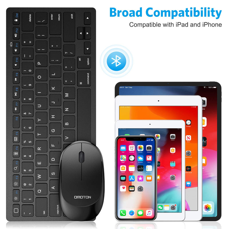  [AUSTRALIA] - OMOTON Bluetooth Keyboard and Mouse Combo, Wireless Keyboard Mouse for iPad Pro 12.9/11, iPad 9th/8th/7th Gen, iPad Air 4, All iPad (iPadOS 13 and Above), and Other Bluetooth Enabled Devices (Black) Black