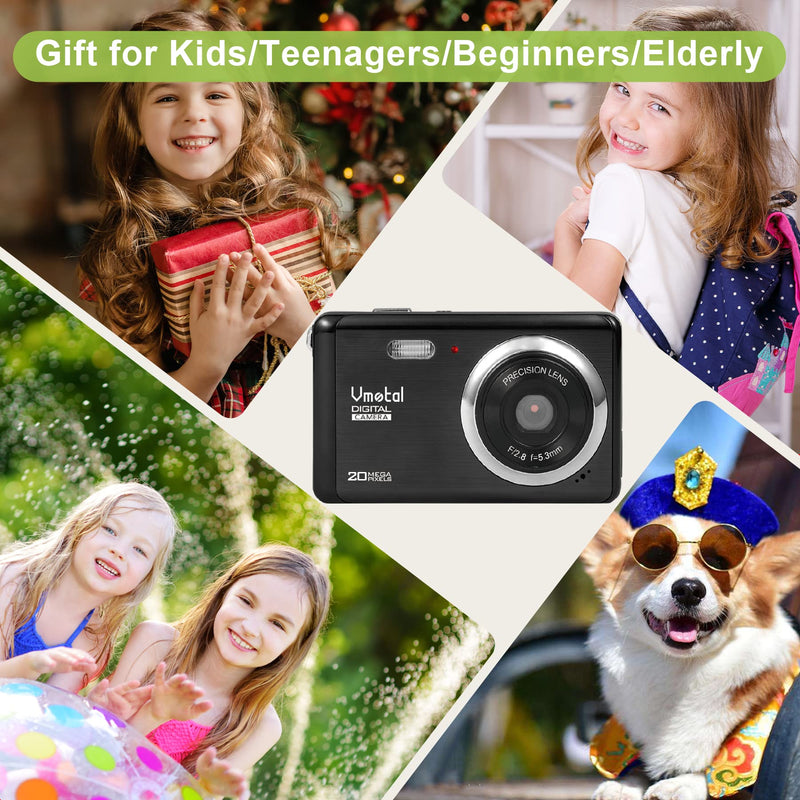  [AUSTRALIA] - Full HD 1080P 20MP Mini Digital Camera with 2.8 Inch TFT LCD Display,Digital Point and Shoot Camera Video Camera Student Camera, Indoor Outdoor for Kids/Beginners/Seniors (Black) Black