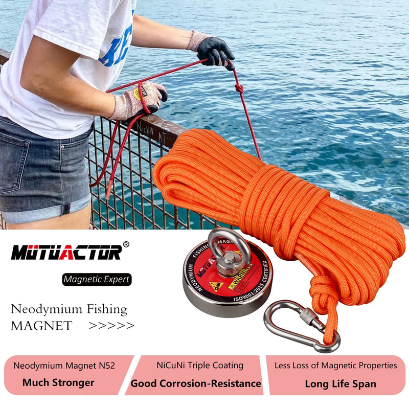  [AUSTRALIA] - MUTUACTOR Fishing Magnet Kit 400lb Super Strong Neodymium Fishing Magnet Hunting Treasure Under Lake and Water 400lbs Fishing Magnet Kit