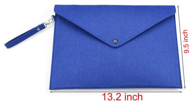  [AUSTRALIA] - Felt Document Folder Durable Briefcase Document Bag File Folders Portfolio Case Handbag Button Closure for Office Home School Stationery (Blue) Blue