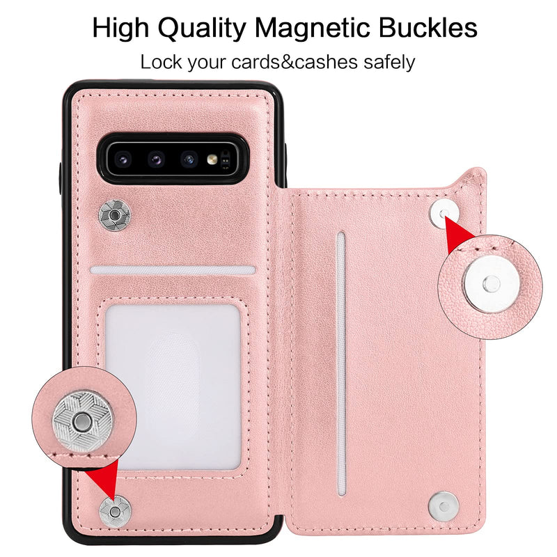  [AUSTRALIA] - BENTOBEN Samsung Galaxy S10 Wallet Case, PU Leather Heavy Duty Rugged Shockproof Protective Cases with Card Slots Cash Holder Phone Case for Samsung Galaxy S10 6.1 Inch, Rose Gold C372-Rose Gold