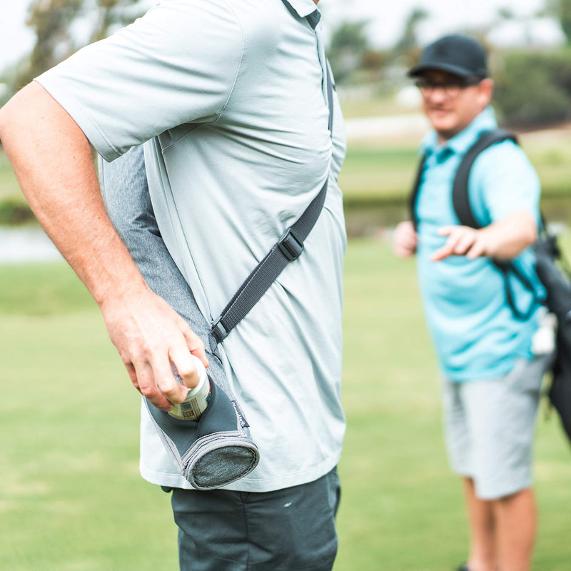  [AUSTRALIA] - CleverMade 6 Can Cooler Sleeve - Insulated 6-Pack Cooler Tube with Adjustable Shoulder Strap, Easy Access Can Opening, and Neoprene Storage Pocket - Grey/Charcoal