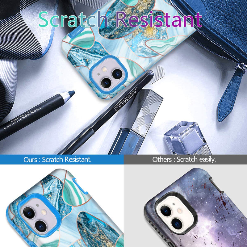  [AUSTRALIA] - Hekodonk for iPhone 11 Case Built in Screen Protector Heavy Duty High Impact Hard PC TPU Bumper Full Body Protective Shockproof Anti-Scratch Cover for Apple iPhone 11-Marble Blue Marble Blue