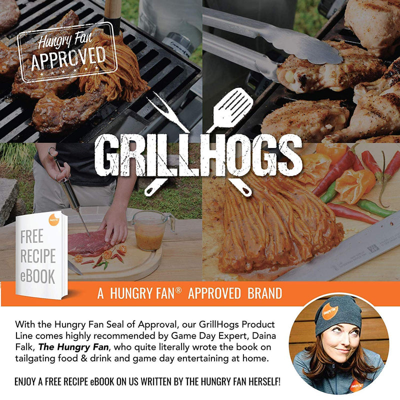  [AUSTRALIA] - GRILLHOGS BBQ Basting Mop with Wooden Handle, Perfect for Barbecue Grilling, Spreading & Glazing Evenly, 18 Inch, Includes 2 Bonus Mop Head Replacement, Perfect Stocking Stuffer