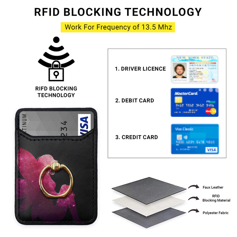  [AUSTRALIA] - POLIFALL Leather Phone Card Holder (Fairy) 5 in 1 Stick On Wallet Sleeve Back - Double Pocket + Finger Ring Stand + Metal Plate for Magnet Mount + RFID Block for iPhone, Galaxy,Android,Mobile Fairy