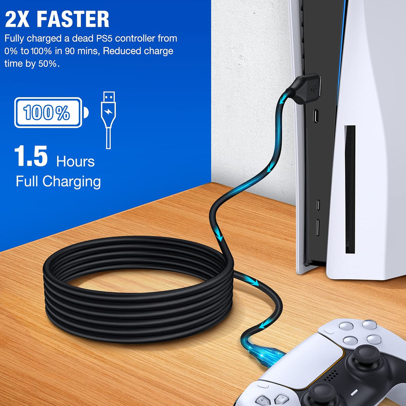  [AUSTRALIA] - PS5 Controller Charging USB C Cable Replace Charger Cable for PS5 Charging Station Dock, 90 Mins 13.2 FT Fast Plug Charging Cord Compatible with Playstation 5/Xbox Series Wireless Remote Control Black