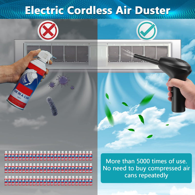  [AUSTRALIA] - Cordless Air Duster, Computer Keyboard Cleaner, Portable BBQ Blower, Farewell Compressed Air Tank, 50W Electric Air Duster for Daily Cleaning of Laptop, Keyboard, Car Interior, Pet House and Corner