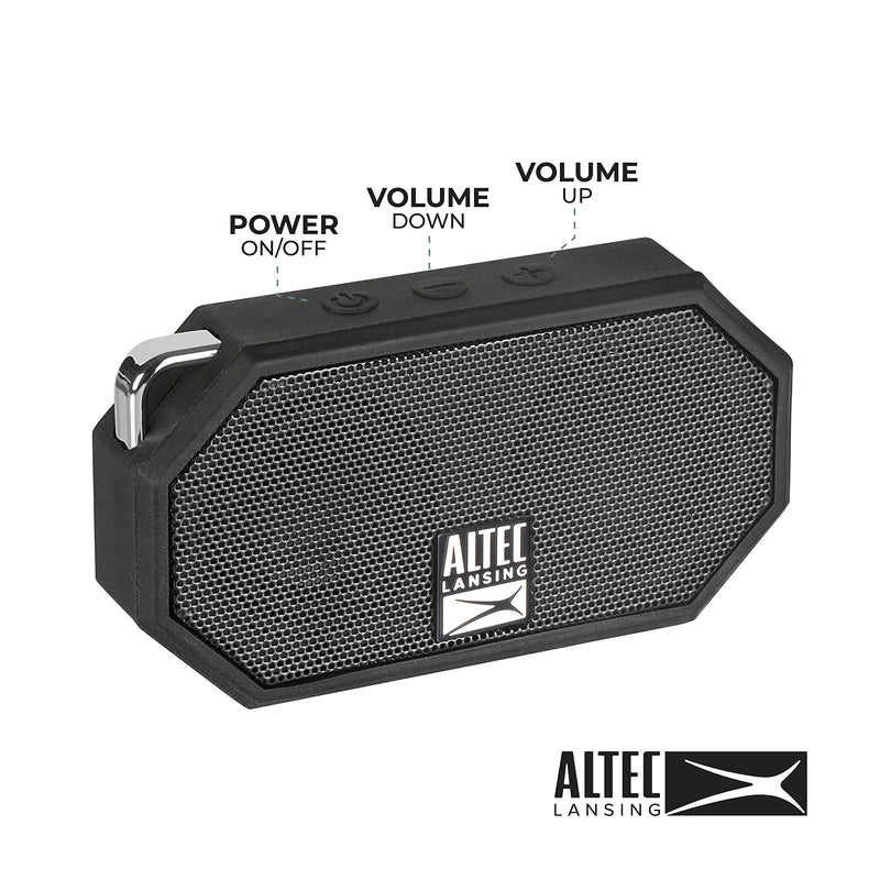  [AUSTRALIA] - Altec Lansing Mini H2O - Waterproof Bluetooth Speaker, IP67 Certified & Floats in Water, Compact & Portable Speaker for Hiking, Camping, Pool, and Beach Black