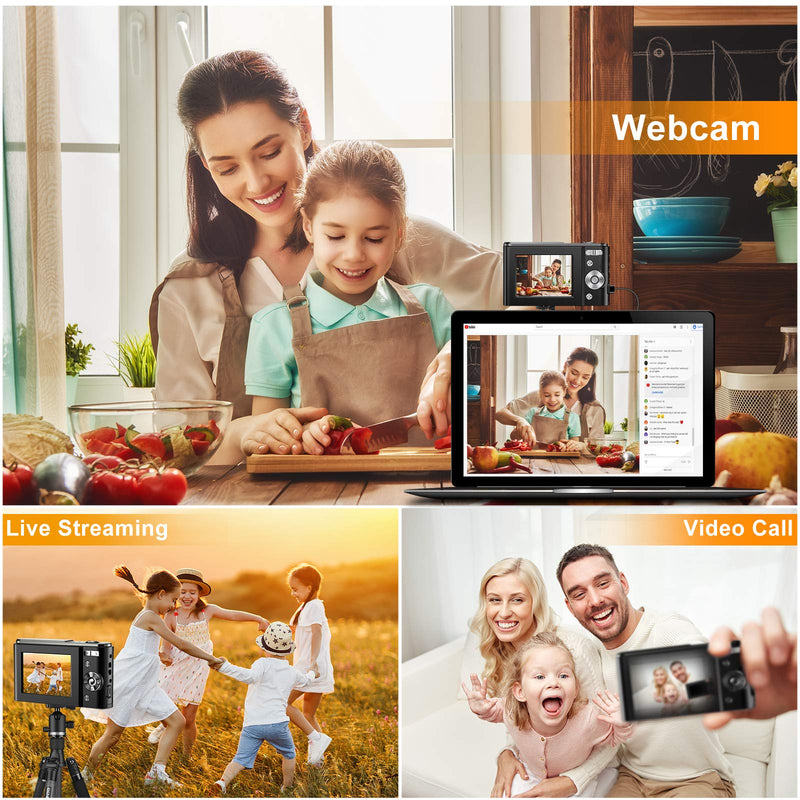  [AUSTRALIA] - Digital Camera, wechi 1080P HD Digital Students Cameras 36MP Video Camera Vlogging Camera with 16X Digital Zoom, Mini Camera for Kids/Teens/Seniors/Beginners 2.4 inch Black