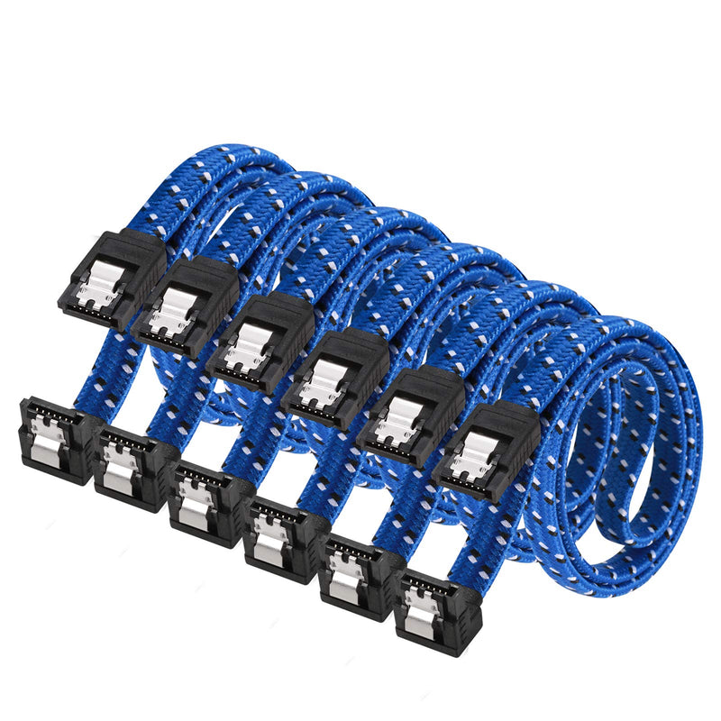  [AUSTRALIA] - SATA III Cable,DanYee Nylon Braided SATA Cable III 6Gbps Straight HDD SDD Data Cable with Locking Latch 18 Inch Compatible for SATA HDD, SSD, CD Driver, CD Writer (6 Packs Blue) 1 6 Packs Blue