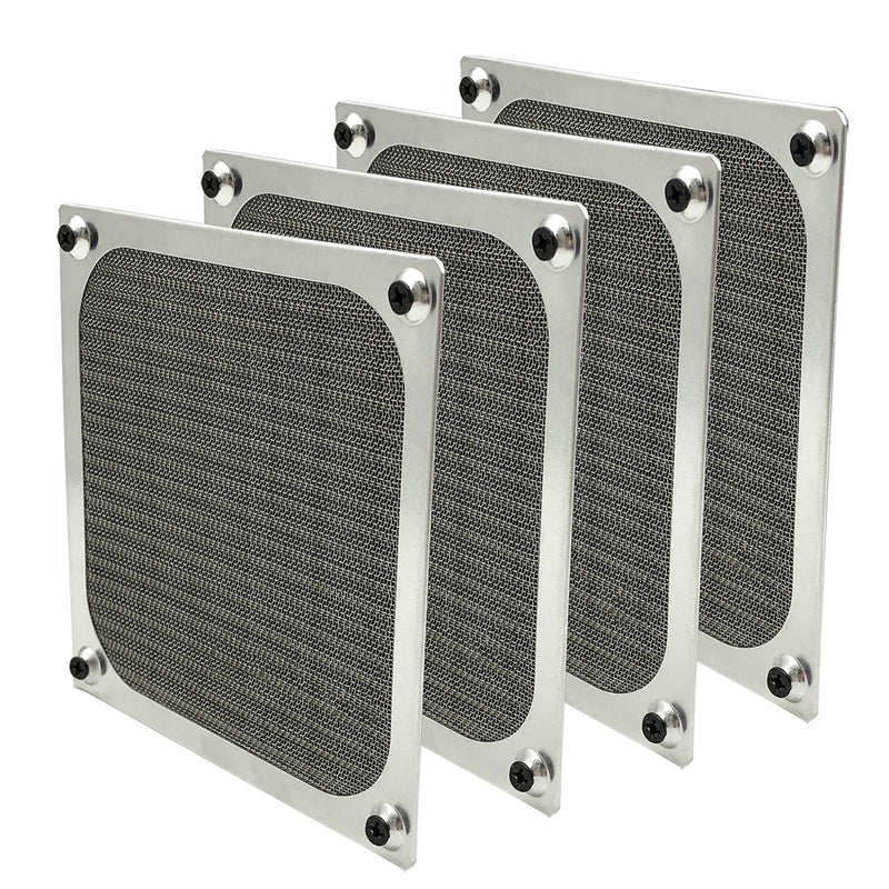  [AUSTRALIA] - 120mm Computer Fan Filter Grills with Screws, Ultra Fine Aluminum Mesh, Silver Color - 4 Pack 120mm-silver