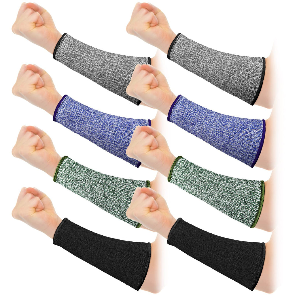  [AUSTRALIA] - 4 Pairs Cut Resistant Sleeve Arm Level 5 Protection Sleeve Safety Arm Cover Sleeves Grey, Light Green, Purple, Black