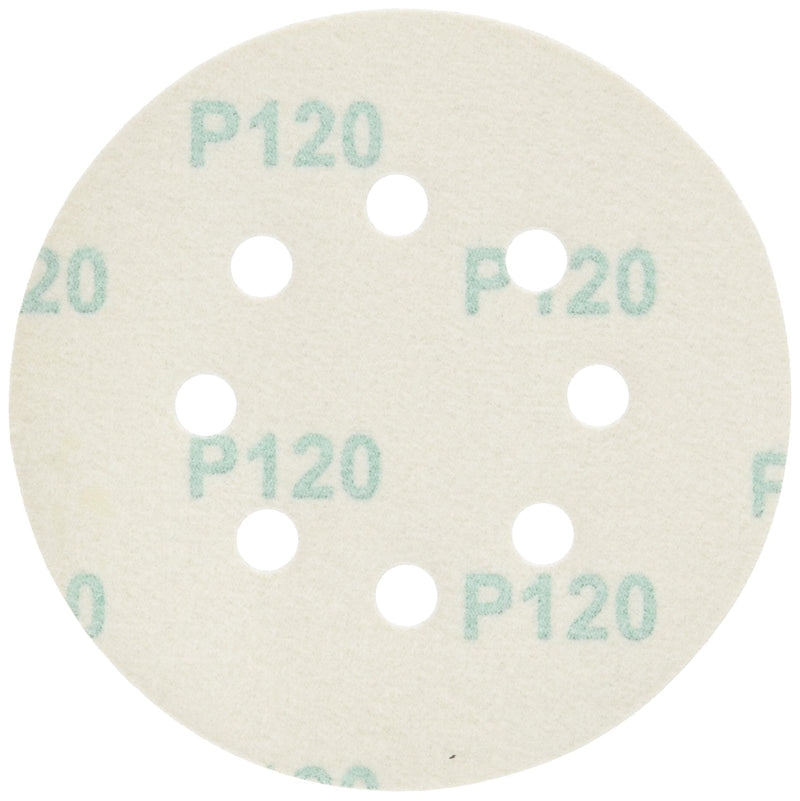  [AUSTRALIA] - PORTER-CABLE 735801205 5-Inch 120 Grit Eight-Hole Hook & Loop Sanding Discs (5-Pack) 120G, 5-Pack
