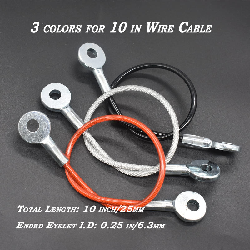  [AUSTRALIA] - Bytiyar 10 pcs 10 inch (25cm) 3mm Thickness Galvanized Steel Wire Cable Eyelets Ended Short Rope Lanyard Safety Tether Chain Lock with Vinyl Coated Cover Black 10in/25cm Black_10pcs