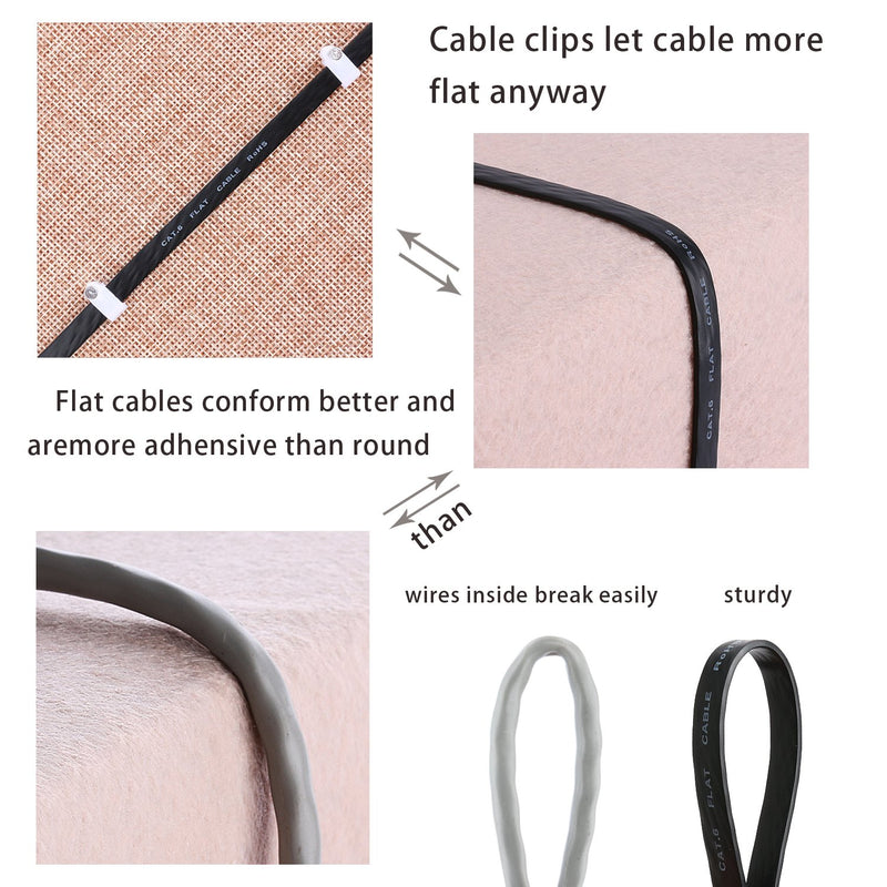 Cat 6 Ethernet Cable 25 ft Flat, Durable Internet Network Lan Patch Cord, Sturdy Cat6 High Speed Computer RJ45 Wire for Router, Modem, PS Xbox, Gaming, Switch, TV, Video- Faster Than Cat5e/Cat5, Black - LeoForward Australia