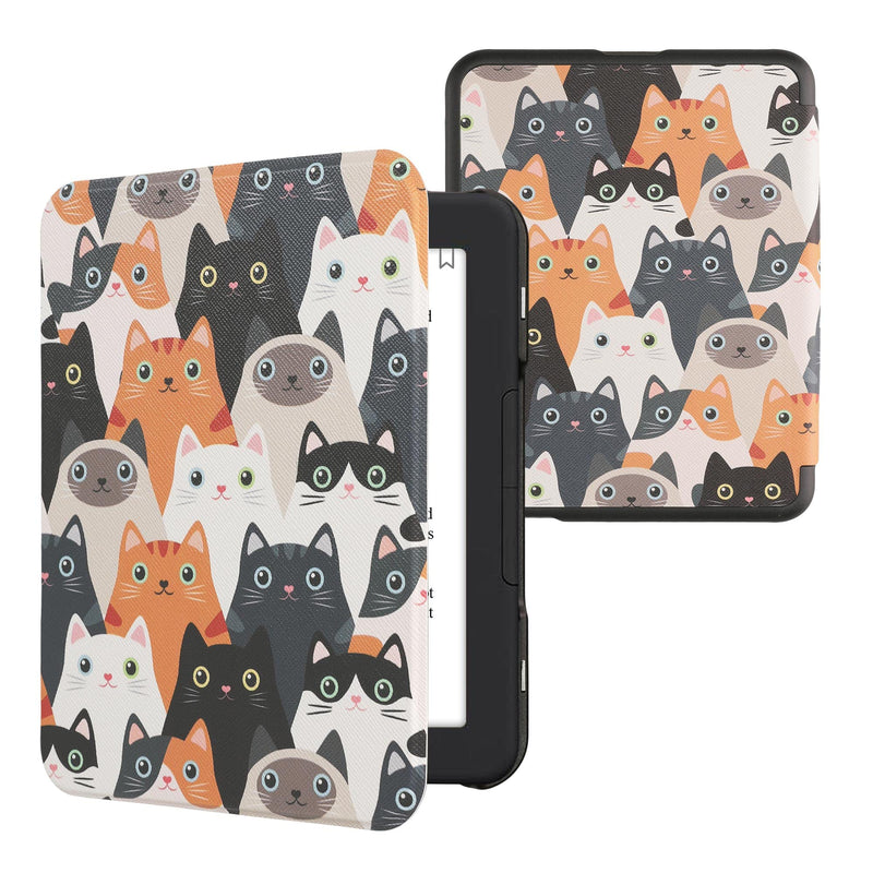  [AUSTRALIA] - kwmobile Case Compatible with Barnes & Noble Nook Glowlight 4 / 4e Case - eReader Cover - Cats Orange/Black/White Cats 29-01-02