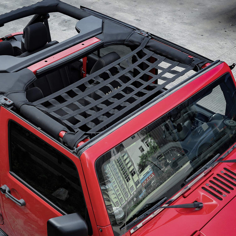  [AUSTRALIA] - JeCar Mesh Roof Cargo Net Roof Hammock Exterior Accessories for 1987-2020 Jeep Wrangler YJ TJ LJ JK JK JL JL JT, Black