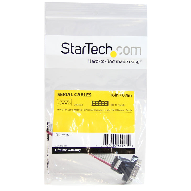  [AUSTRALIA] - StarTech.com 16in 9 Pin Serial Male to 10 Pin Motherboard Header Panel Mount Cable - motherboard to RS232 (PNL9M16),Gray