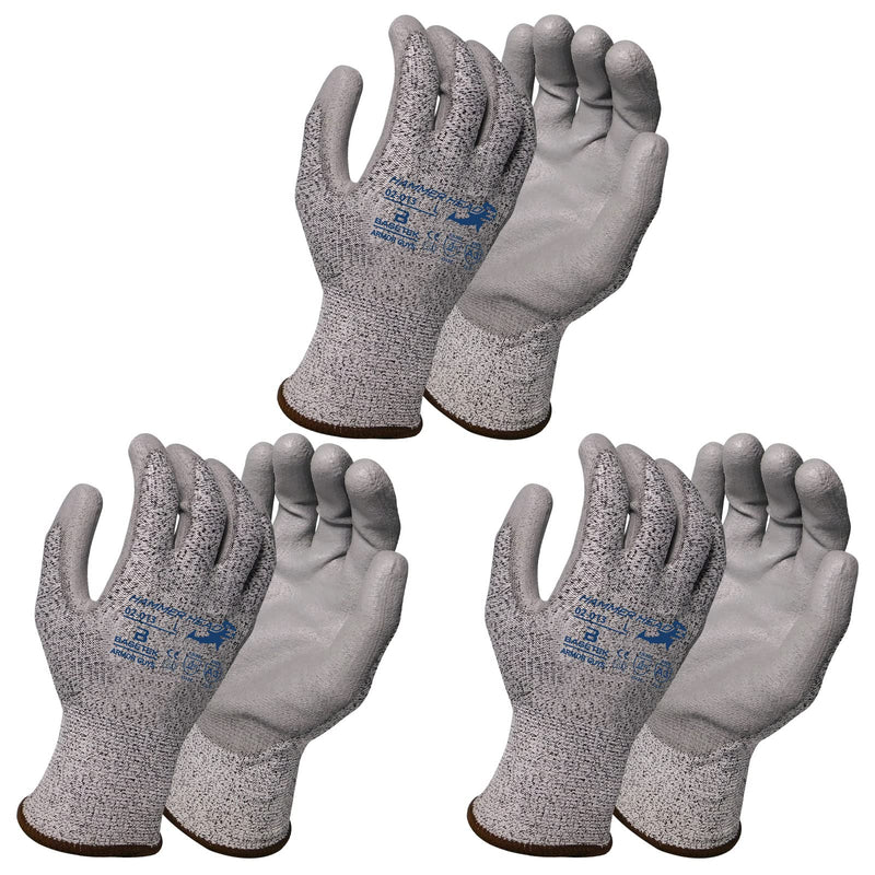 [AUSTRALIA] - Armor Guys Basetek 02-013HH Protective Work Gloves–PU Palm,A3 Cut Resistant Gloves for Dry&Light Oil Grip-Light Manufacturing X-Large