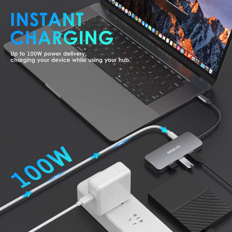 USB C Hub HDMI Adapter for MacBook Pro, Multi-Ports Mac Dongle with 4K USB C to HDMI, 7 in 1 USB C Hub, USB C to HDMI SD TF Card Reader 3 USB 3.0 and USB C Power Pass-Through Port Adapters. - LeoForward Australia