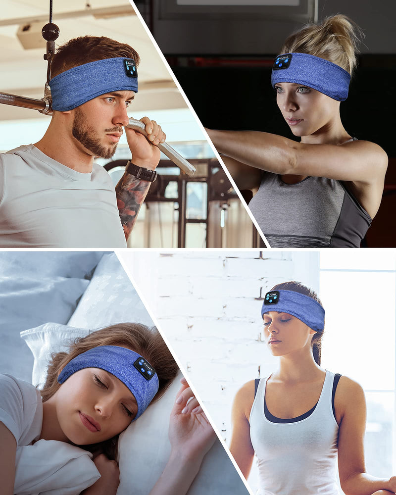  [AUSTRALIA] - Sleep Headphones Bluetooth Sleeping Headband, Perytong Sleeping Headphones Music Sports Headphones Headband,Ultra-Soft Bluetooth Headband for Side Sleepers, Sleeping Gifts for Men Women Blue