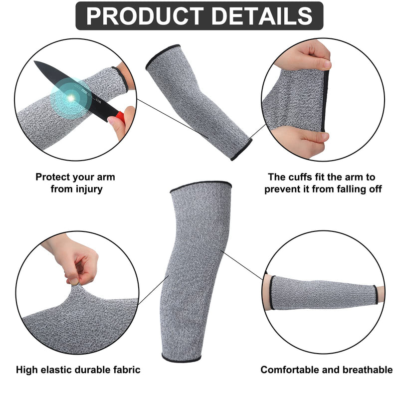  [AUSTRALIA] - 2 Pairs Cut Resistant Arm Sleeve and Leg Sleeves Level 5 Protection Sleeve Scratch Resistant Arm Protectors for Thin Skin Anti Abrasion Safety Arm Guard for Garden Kitchen