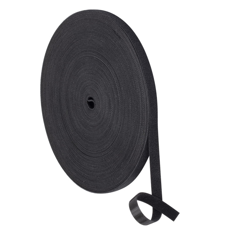  [AUSTRALIA] - XINYIBO 1cm double-sided hook and loop fastening tape Reusable wire ties Cable ties Hook and loop nylon fastening tape Wire manager for home, office (Black, 25Yard)