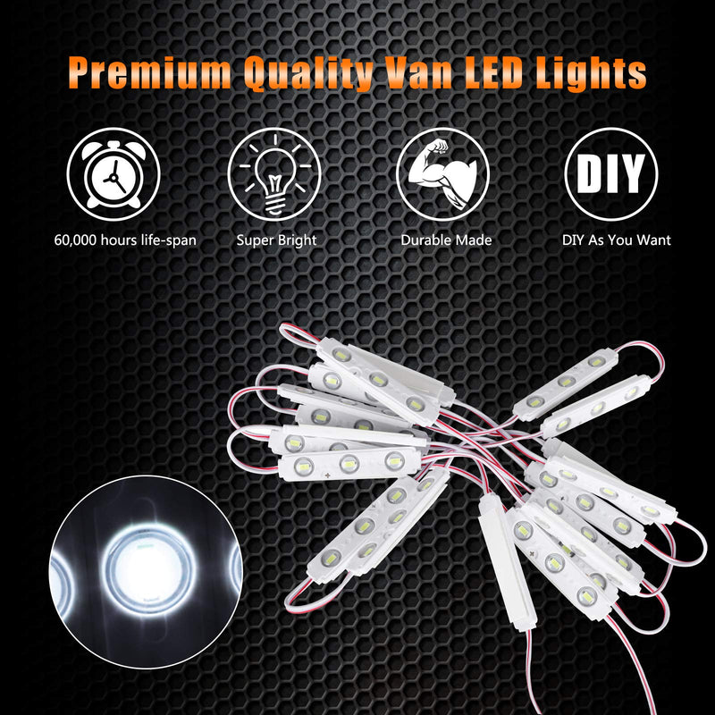  [AUSTRALIA] - Linkstyle 60LEDs 12V Van Interior Light Kits Car Ceiling Lights Kit for Van RV Truck Boats Caravans Trailers Lorries Cargo Transit Bus LWB VW - White