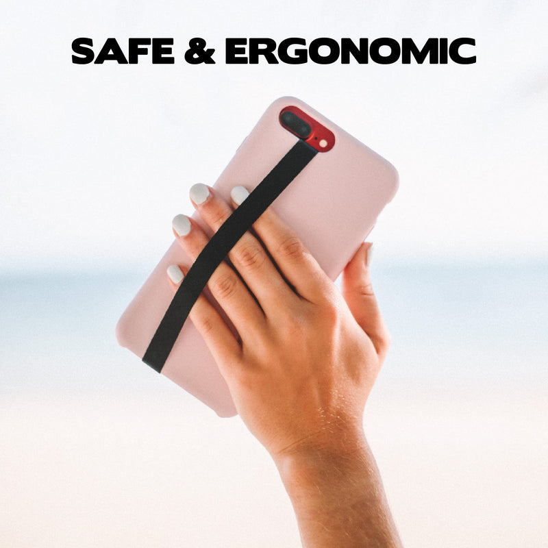  [AUSTRALIA] - Phone Loops: Silicone Elastic Phone Grip Strap, Phone Holder for Hand, Small, Light and Discreet Slim Phone Strap Grip, Secure Phone Hand Holder and Phone Grip Strap Black