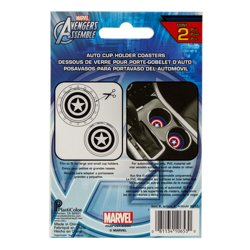  [AUSTRALIA] - Plasticolor 000653R01 Marvel Captain America Auto Car Truck SUV Cup Holder Coaster 2-Pack