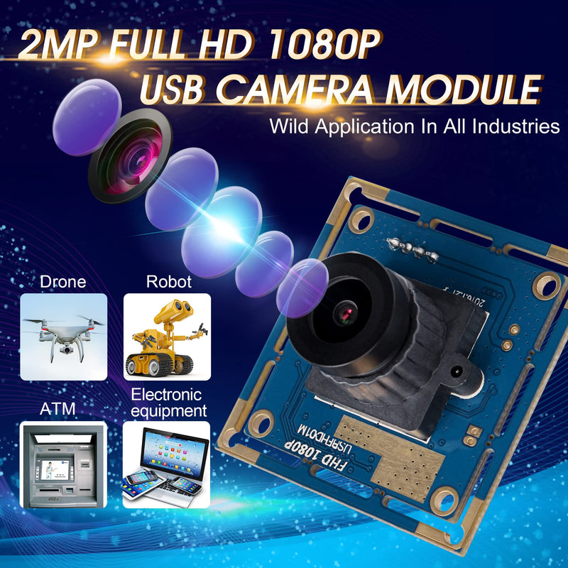  [AUSTRALIA] - 100fps USB Camera Module 1080p Webcam,2MP FHD CMOS OV2710 Web Cam Module High Speed Webcamera,High fps 30fps 60fps 2.1mm Lens Embedded Camera Board Module Support IR Cut for Windows,Mac,Raspberry Pi