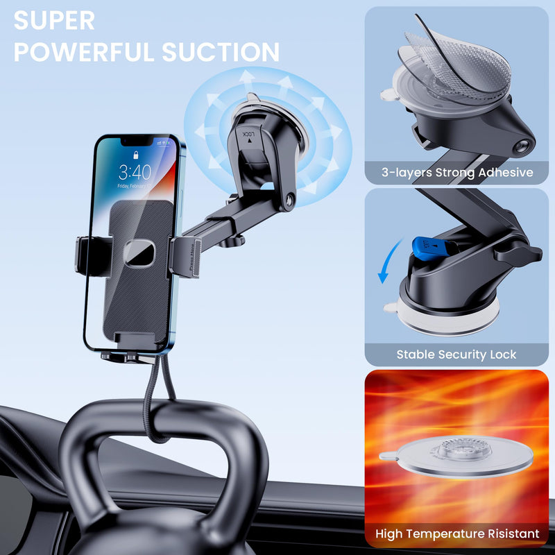  [AUSTRALIA] - Phone Holder Car Mount for iPhone [Powerful Suction]Phone Mount for Car Dashboard Windshield Air Vent Universal Accessories [Thick Cases Friendly]Automobile Cell Phone Holder Fit for iPhone Smartphone