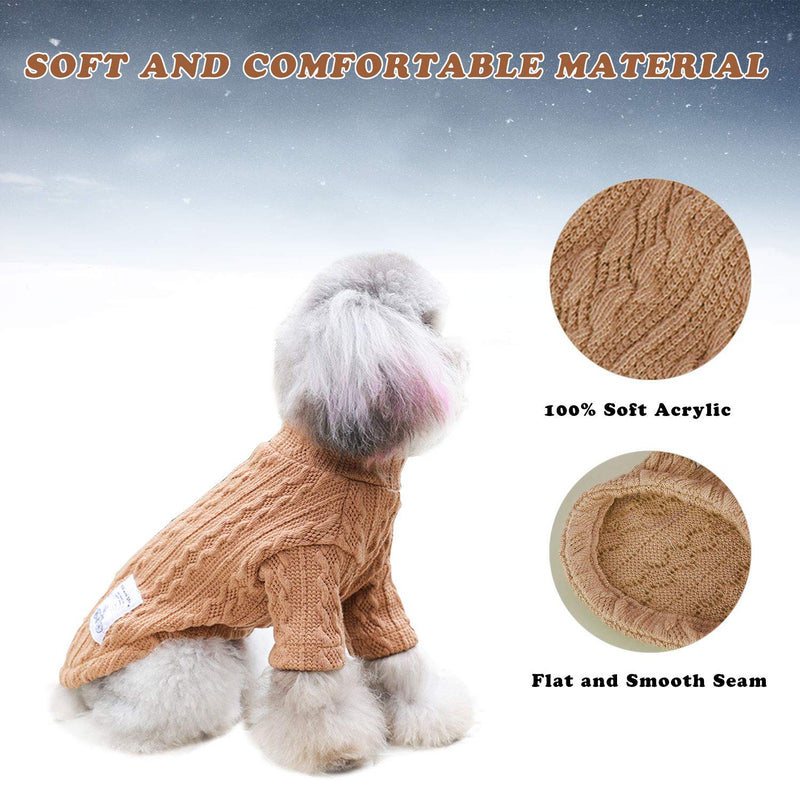 SunteeLong Small Dog Sweater Cute Knitted Classic Puppy Dog Sweaters for Small Medium Dogs Girls Boys Dog Sweatshirt Cat Sweater Clothes Warm Dog Winter Coat Clothes Brown XS XS(Chest:10.2", Back: 7.0") - LeoForward Australia