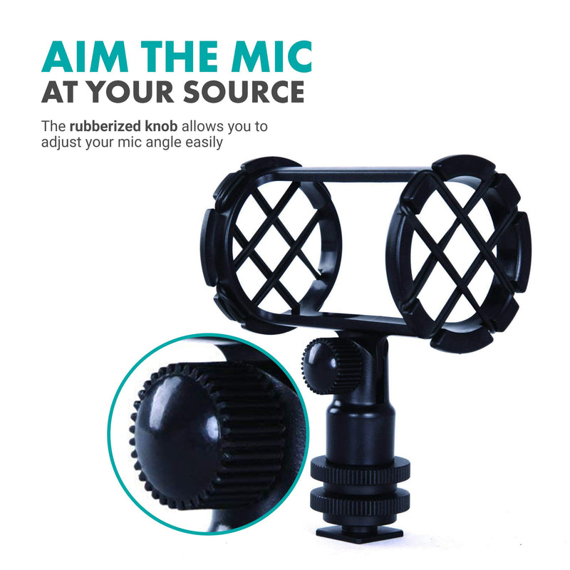  [AUSTRALIA] - Movo/Sevenoak SMM1 Microphone Shock Mount with Camera Cold Shoe for Shotgun Microphones 19-25mm in Diameter (Including Rode NTG-1, NTG-2, Sennheiser MKE-600)