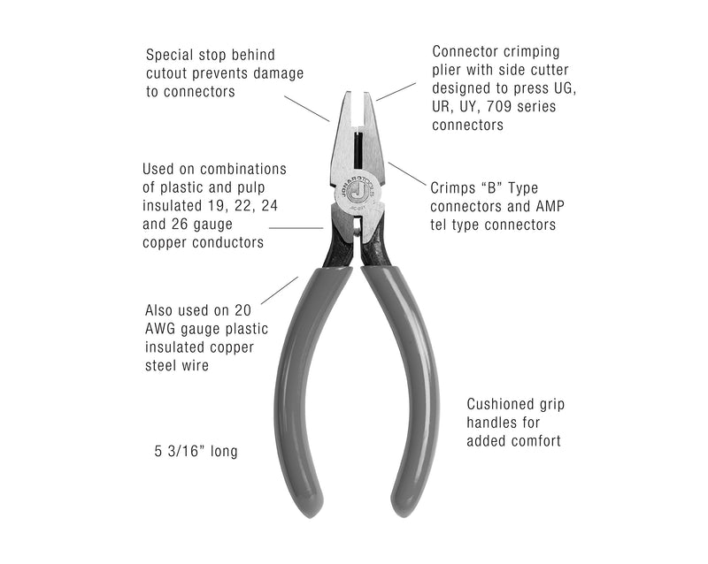  [AUSTRALIA] - Jonard JIC-891 Connector Crimping Plier with Side Cutter, 5-13/16" Length