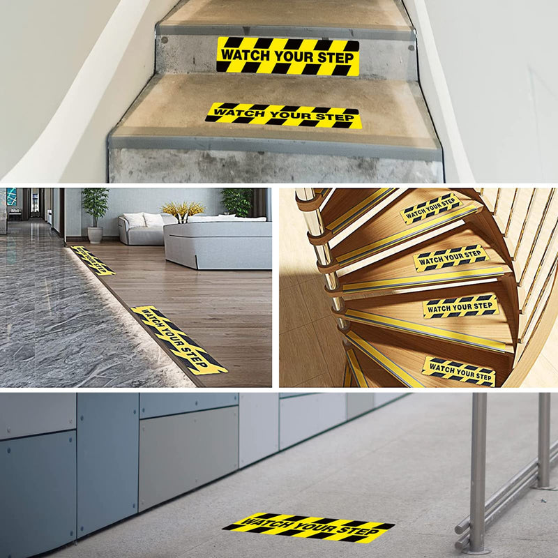  [AUSTRALIA] - MYANGHAOT Watch Your Step Warning Sticker Adhesive Tape Anti Slip Abrasive Tape for Workplace Safety Wet Floor Caution 6" x 24"