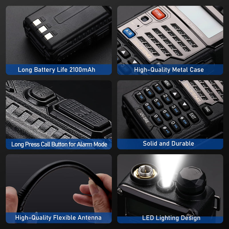  [AUSTRALIA] - BAOFENG UV-5RE (New Generation) Long Rang Walkie Talkie,8-Watt Dual Band Two Way Radio with 2100mAh Li-ion Battery Portable Walkie Talkies with Includes Full Kit.Frequency Range 144-148/420-450Mhz UV5RE 2100mAh