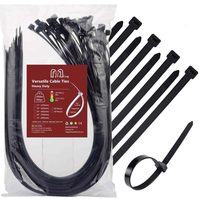  [AUSTRALIA] - Zip Ties Heavy Duty 200 lb 36 Inch, Extra Long Cable Ties Wide Plastic Ties Large Industrial Cable Wire Tie Wraps Outdoor Use 30 Pieces 36"(900mm/200lb)