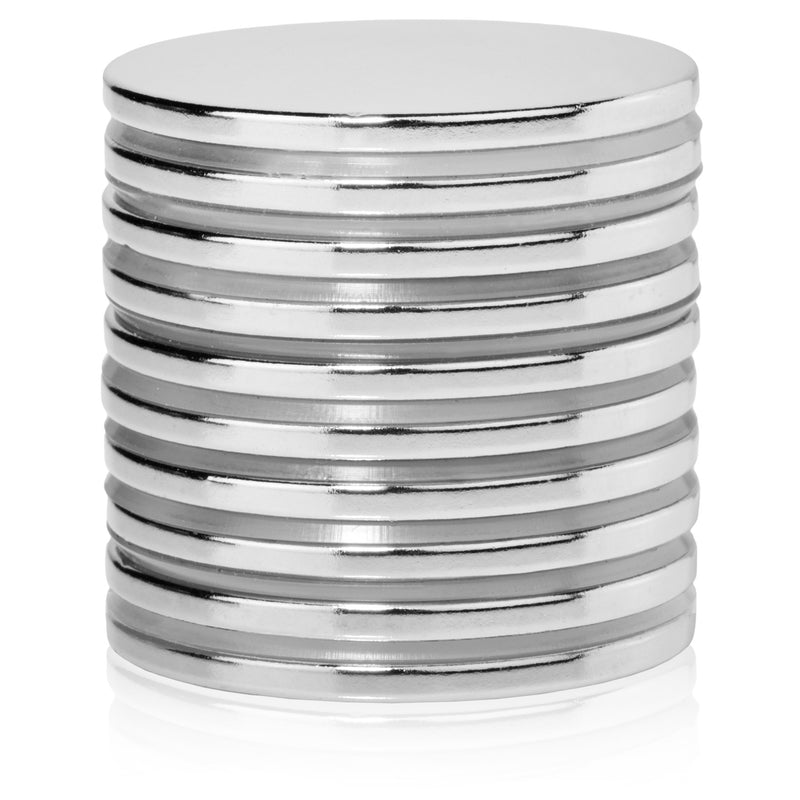 PYTROPS Magnet Industrial Neodymium Rare Earth Magnets Super Refrigerator N52 Powerful Strong Scientific Round Disc Magnet with 3M Adhesive Included in Tin Box, 1.26" D X 0.09" H, Pack of 10 - LeoForward Australia