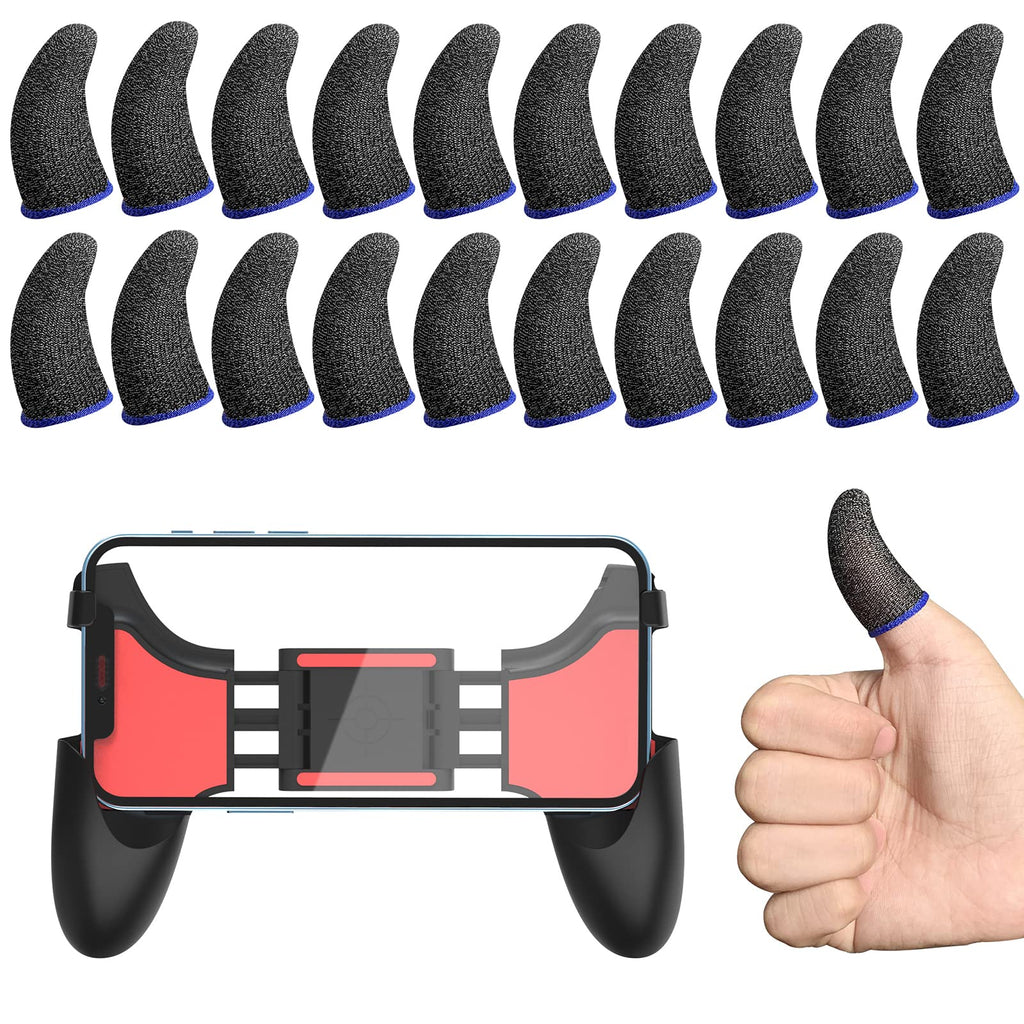  [AUSTRALIA] - 20 Pieces Silver Fiber Gaming Finger Sleeves,Mobile Game Controller Grip Finger Seamless Touchscreen Thumb Cover Thumb Finger Sleeve for PUBG, League of Legend, Rules of Survival, Knives Out, Fortnine