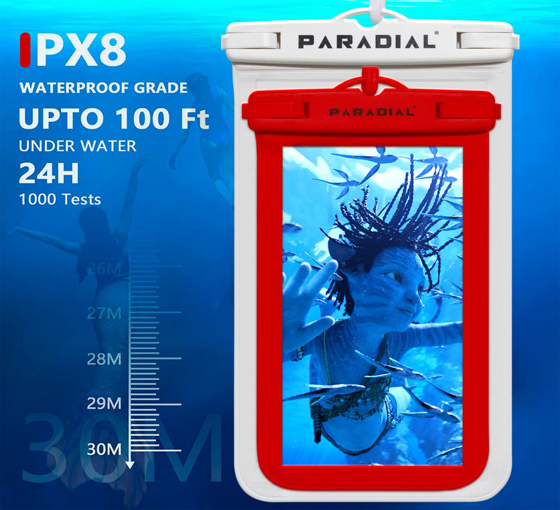  [AUSTRALIA] - 2 Pack Waterproof Cell Phone Pouches, Large & Standard. Case Holder for iPhone 11<12<13<14 Pro Max, Samsungs. Underwater Dry Bag Mobile Device Protector with Lanyard. IPX8-Covers/Wallet/Keys/Watch/