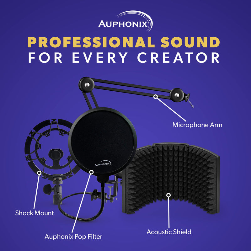  [AUSTRALIA] - Auphonix Pro Microphone Shock Mount - Mic Holder Compatible w/Blue Yeti, Snowball & Pro Microphones Black