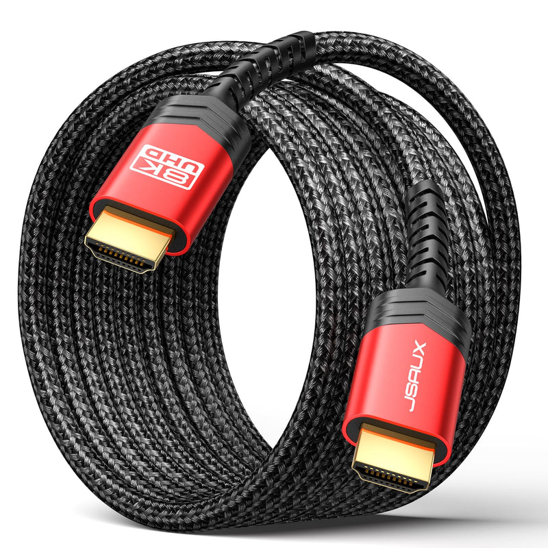  [AUSTRALIA] - JSAUX 8K HDMI cable 3 meters, 2.1 cable high-speed Ethernet 48Gbps 8K@60Hz, 4K@120Hz, UHD HDR 10+, eARC, Dolby Vision, 3D, VRR, compatible with PS4 Pro, PS5, 8K gaming, TV, Blu-ray player , projector 3M red